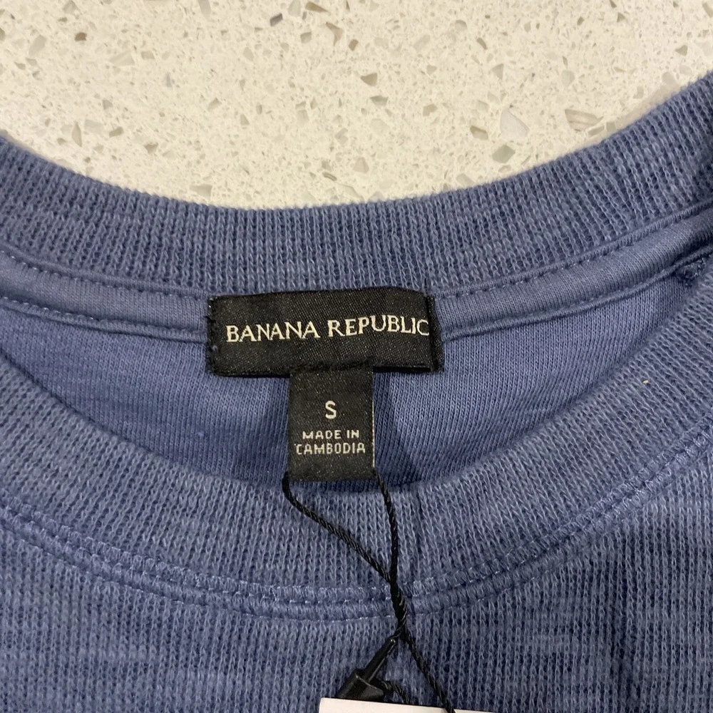 Banana Republic Men's Double Knit Long Sleeve Crewneck Shirt Indigo Size S NWT
